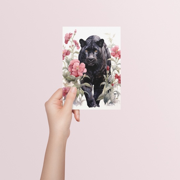 Watercolor Black Jaguar Wall Art Print Unframed - Majestic Jungle Elegance - Picture 5 of 6